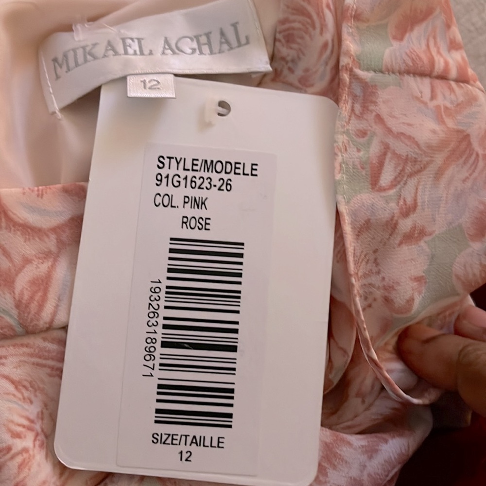 NWT MIKAEL AGHAL Pink Pleated Floral-Print Maxi Dress - Picture 6 of 7